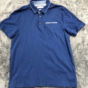 English Laundry Polo Shirt Mens Large Blue Short Sleeve 100% Cotton